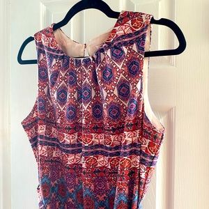 Forever 21 Size Medium Tie Waist Dress with Pink/Purple/Blue Print Design